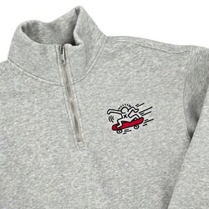 H&M XS Keith Haring Quarter Zip Sweatshirt Mens Gray Skateboarder Art Relaxed